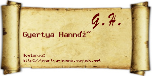 Gyertya Hannó névjegykártya